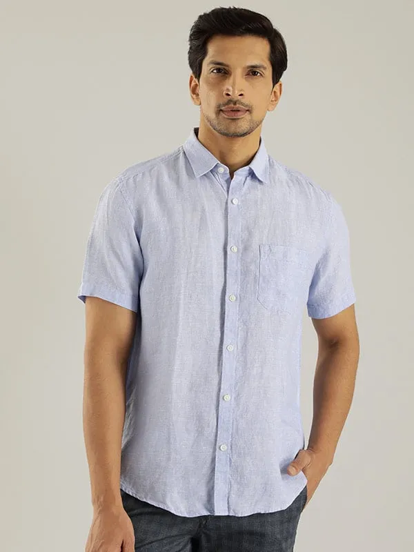 Men Solid Half Sleeve Linen Shirt