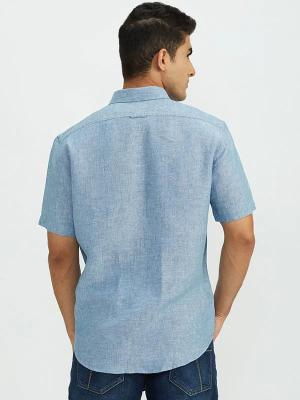 Men Solid Half Sleeve Linen Shirt