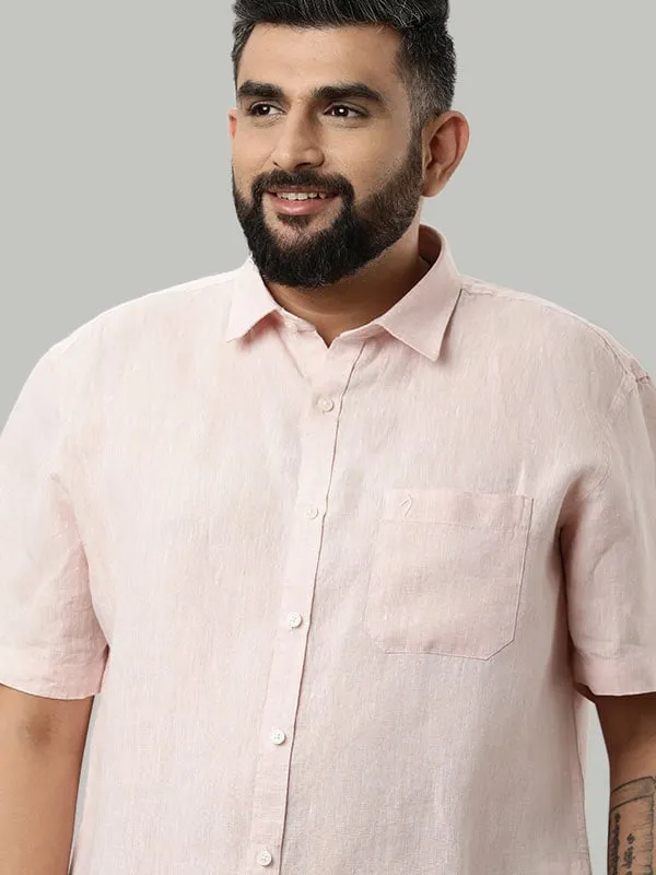 Men Solid Half Sleeve Linen Shirt