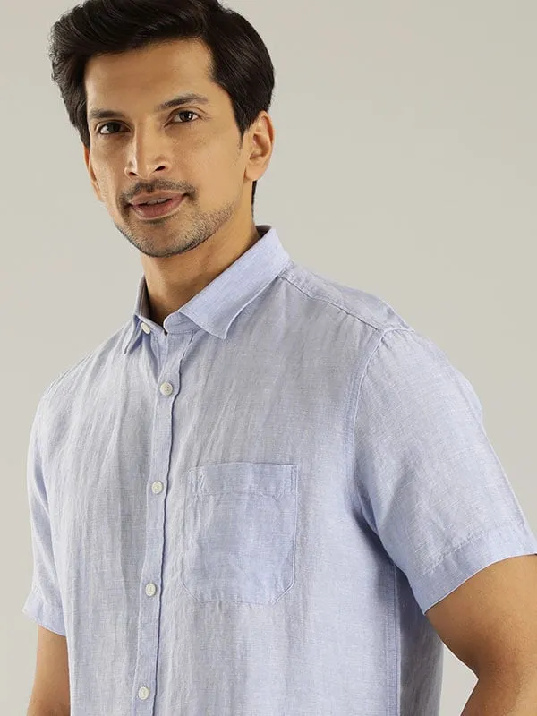 Men Solid Half Sleeve Linen Shirt