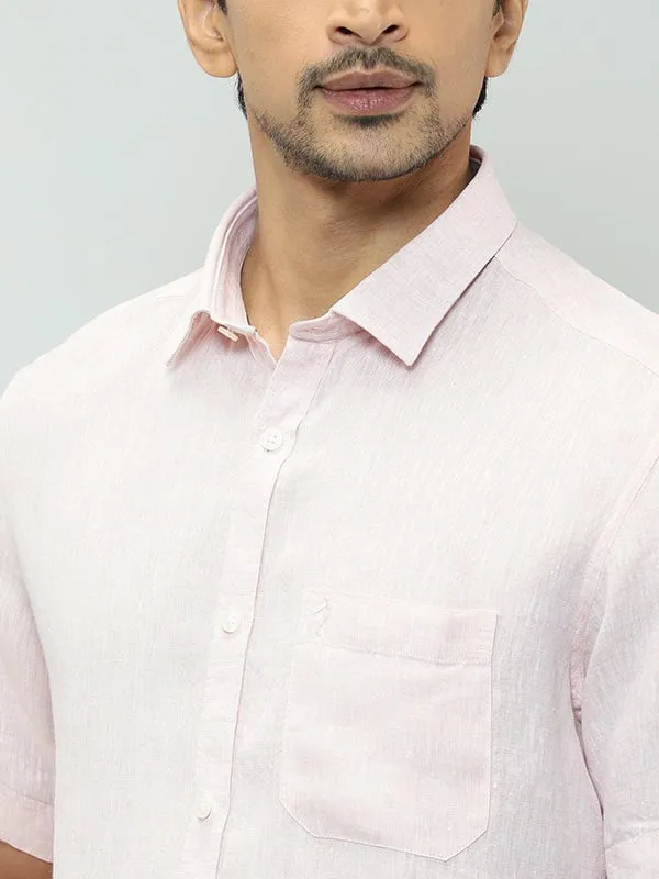 Men Solid Half Sleeve Linen Shirt