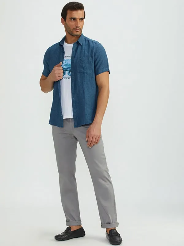 Men Solid Half Sleeve Linen Shirt