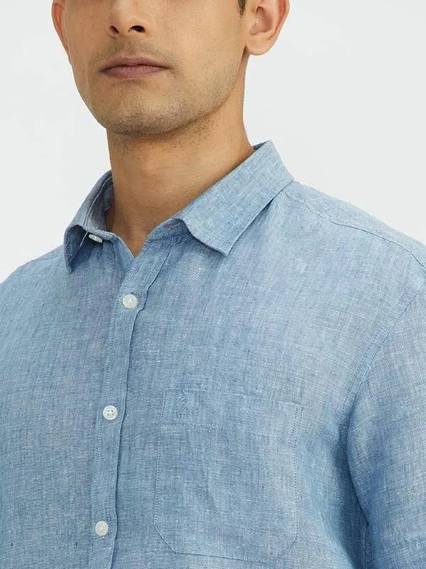 Men Solid Half Sleeve Linen Shirt