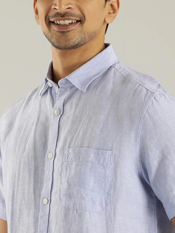 Men Solid Half Sleeve Linen Shirt