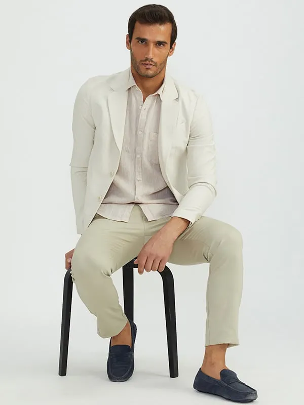Men Solid Half Sleeve Linen Shirt