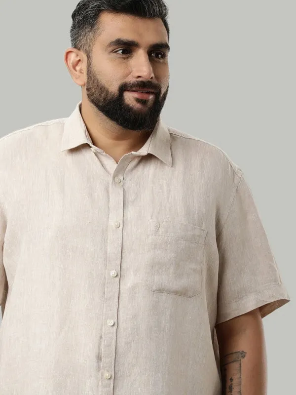 Men Solid Half Sleeve Linen Shirt