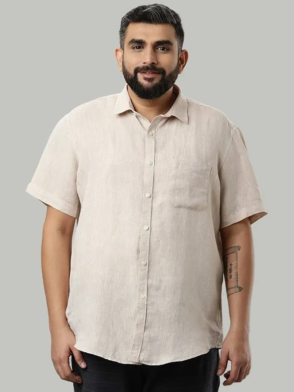 Men Solid Half Sleeve Linen Shirt
