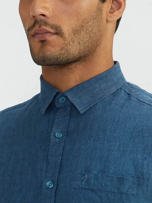 Men Solid Half Sleeve Linen Shirt