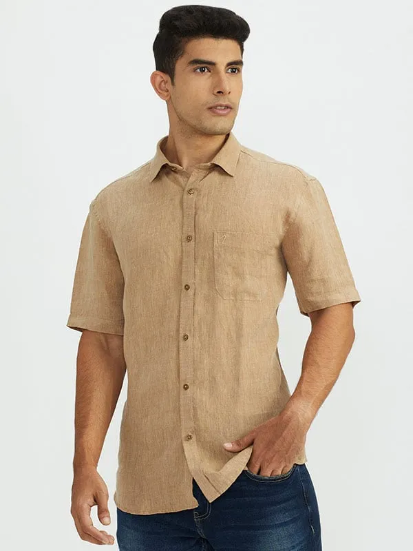 Men Solid Half Sleeve Linen Shirt