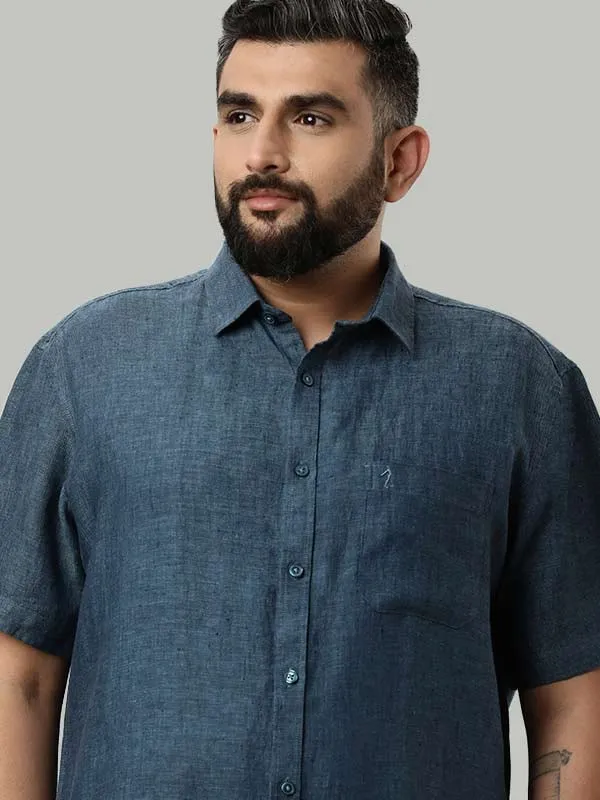 Men Solid Half Sleeve Linen Shirt