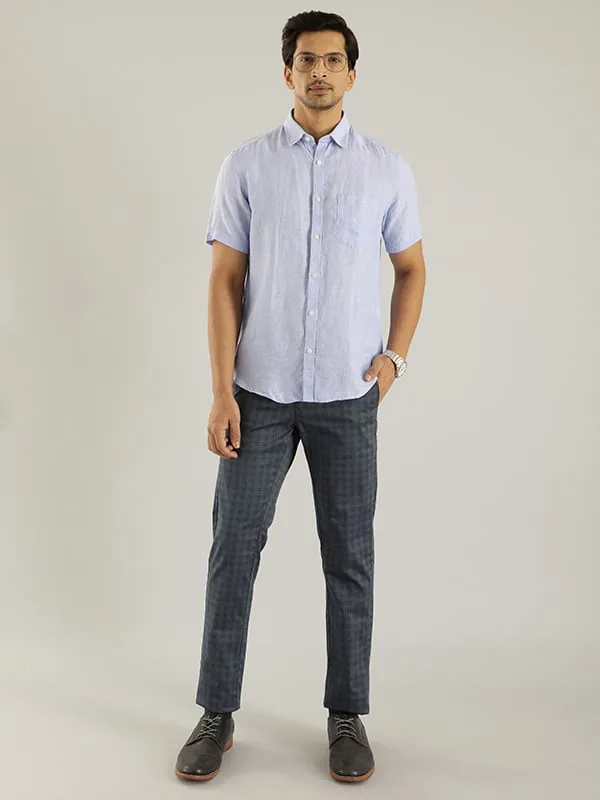 Men Solid Half Sleeve Linen Shirt
