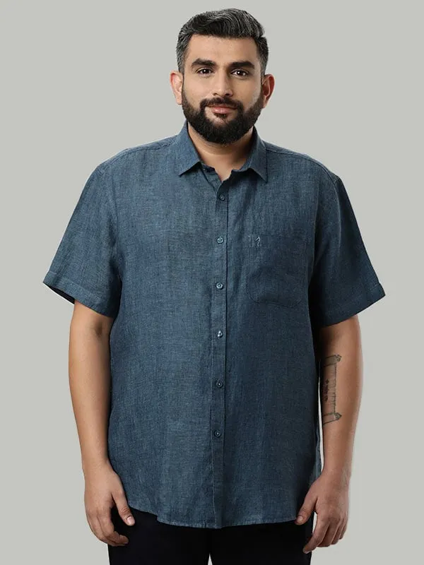 Men Solid Half Sleeve Linen Shirt