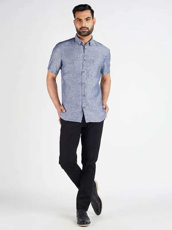 Men Solid Half Sleeve Linen Shirt