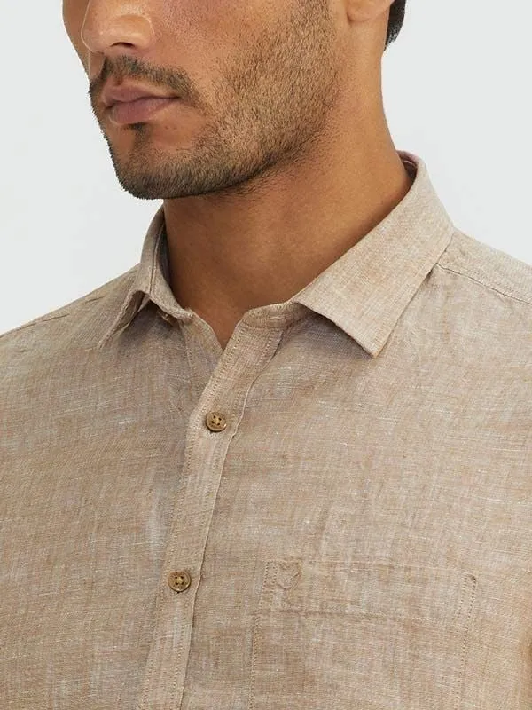Men Solid Half Sleeve Linen Shirt