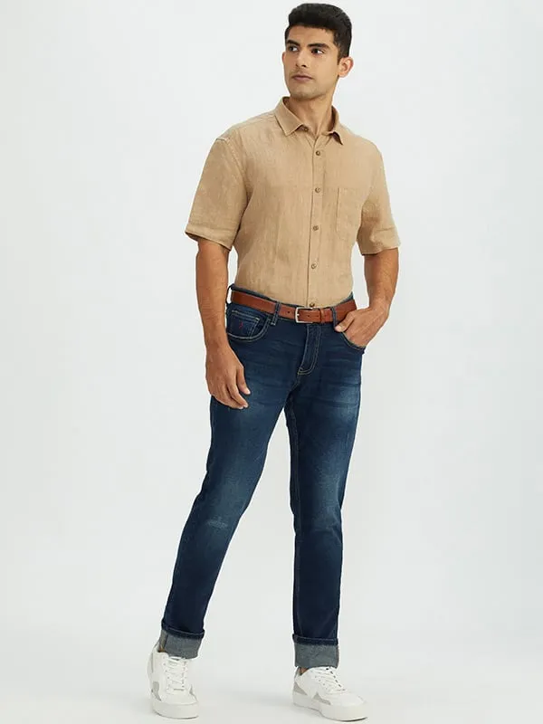 Men Solid Half Sleeve Linen Shirt