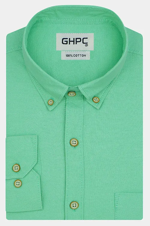 Men's 100% Cotton Plain Solid Full Sleeves Shirt (Turquoise)