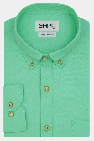 Men's 100% Cotton Plain Solid Full Sleeves Shirt (Turquoise)