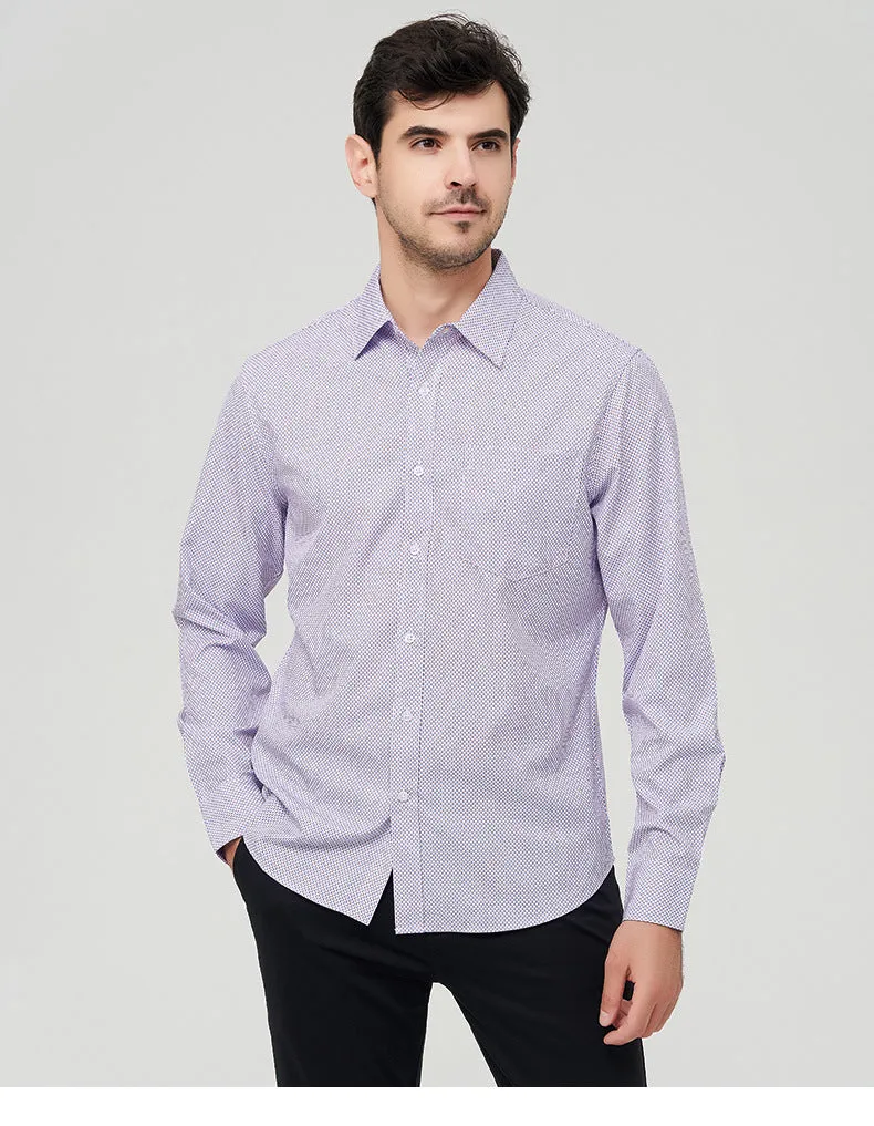 Men's Dress Shirts Long Sleeves Elastic Wrinkle Formal Business Camisas Shirts | A7