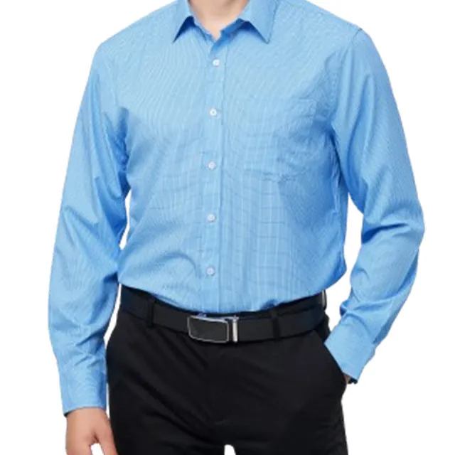 Men's Dress Shirts Long Sleeves Elastic Wrinkle Formal Business Camisas Shirts | A7