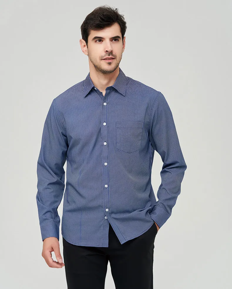 Men's Dress Shirts Long Sleeves Elastic Wrinkle Formal Business Camisas Shirts | A7