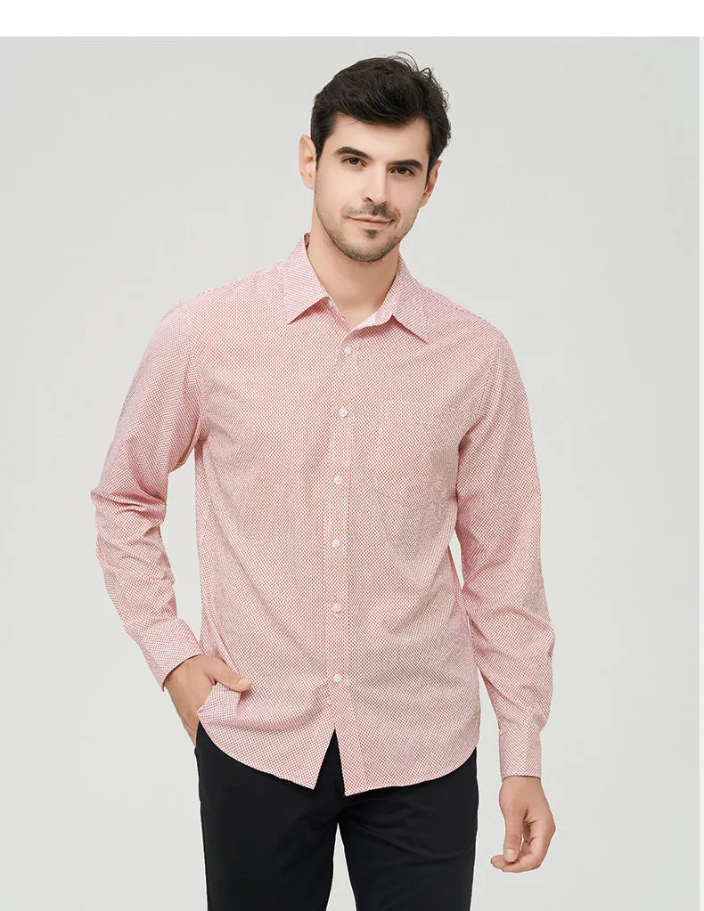 Men's Dress Shirts Long Sleeves Elastic Wrinkle Formal Business Camisas Shirts | A7