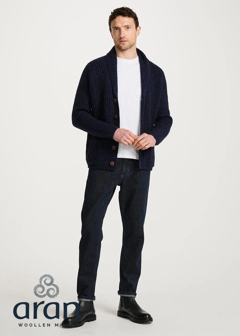 Men's Fisherman Rib Shawl Cardigan | Navy