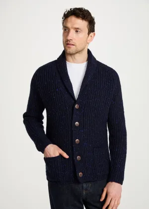 Men's Fisherman Rib Shawl Cardigan | Navy