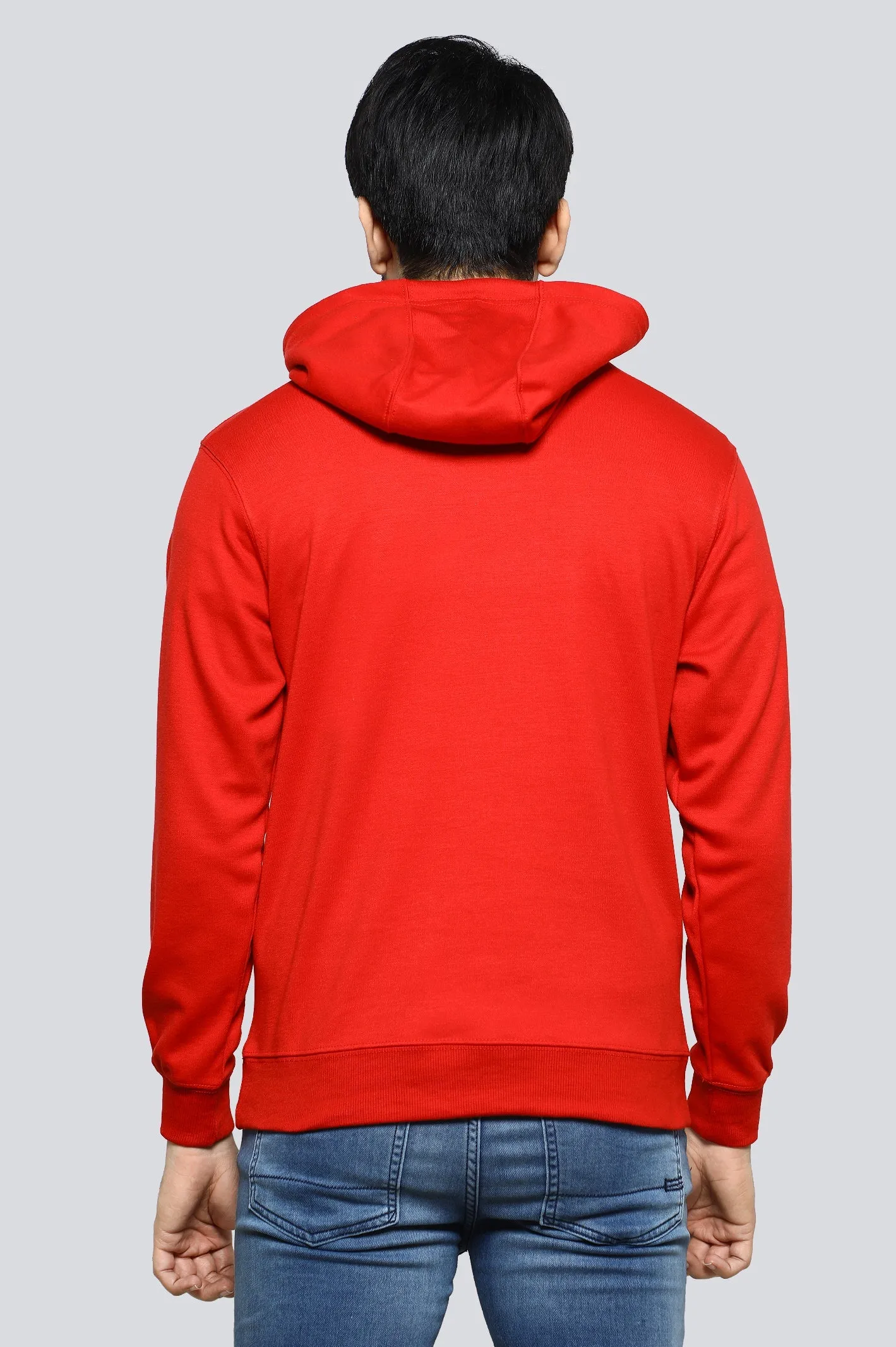 Men's Red Printed Pullover Hoodie