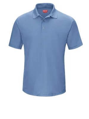 Men's Short Sleeve Performance Knit Gripper-Front Polo - SK74 - Medium Blue