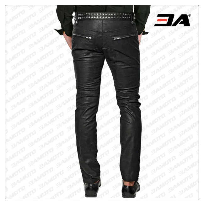 Metallic Style Studded Detailed Leather Pant
