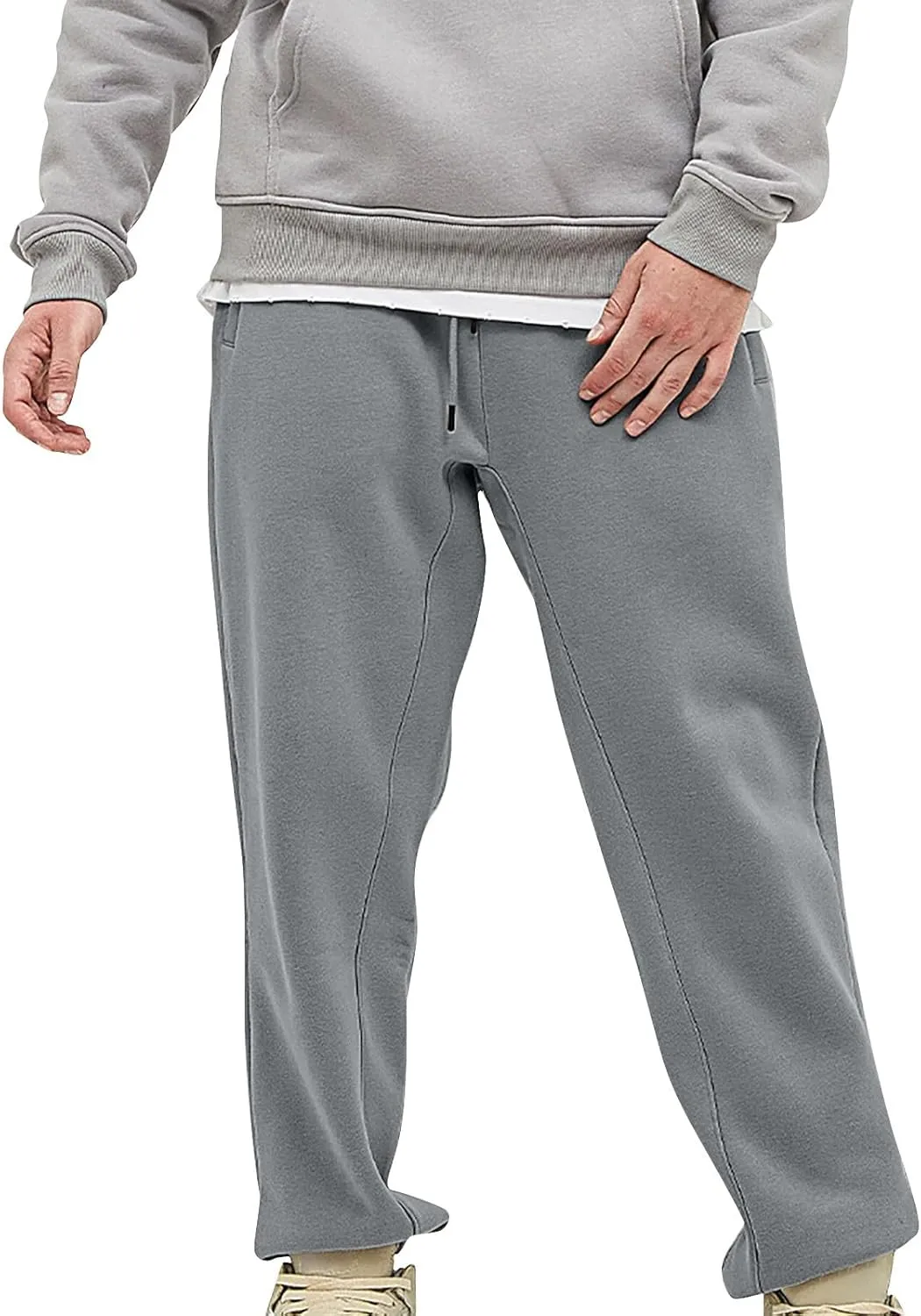 MIDOO Work Pants for Men Slim Fit Elastic Bottom Sweat Pants with Pockets Relaxed Fit Breathable Athletic Workout Joggers
