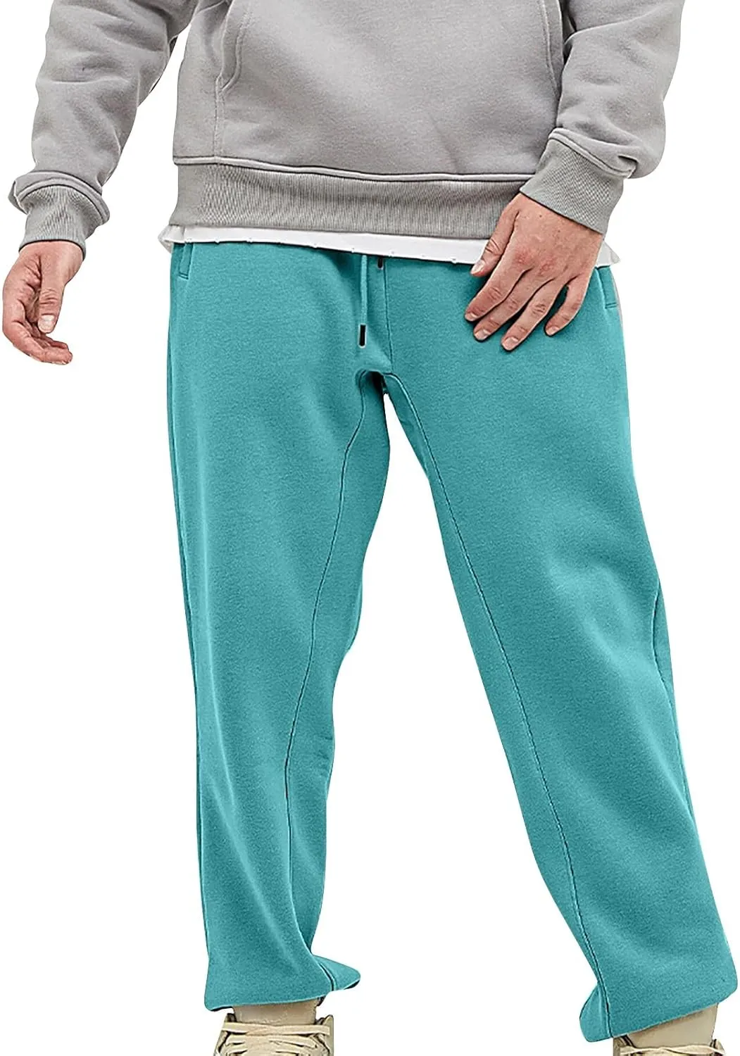 MIDOO Work Pants for Men Slim Fit Elastic Bottom Sweat Pants with Pockets Relaxed Fit Breathable Athletic Workout Joggers