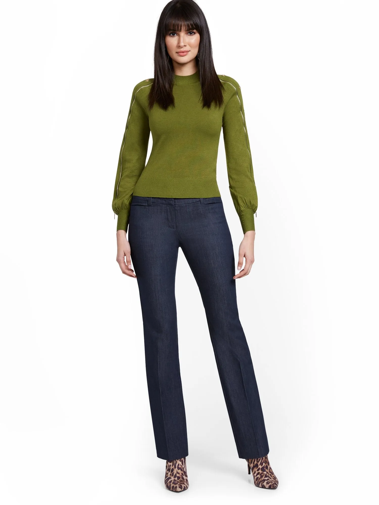 Navy Straight-Leg Pant
