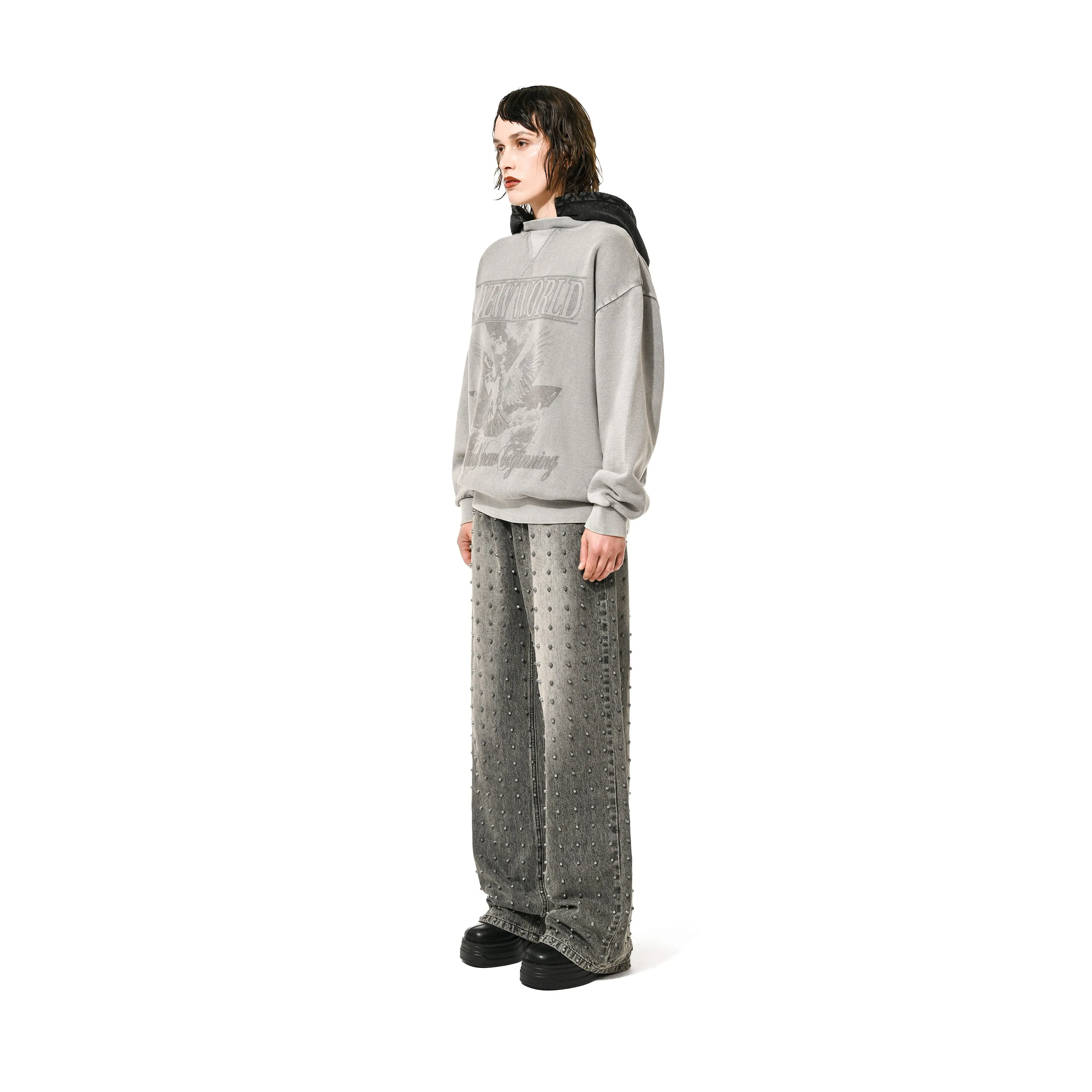 NEW WORLD HYBRID HOODIE- GREY