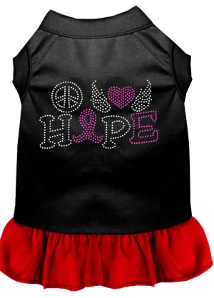 Peace Love Hope Breast Cancer Rhinestone Pet Dress Black With Red Lg