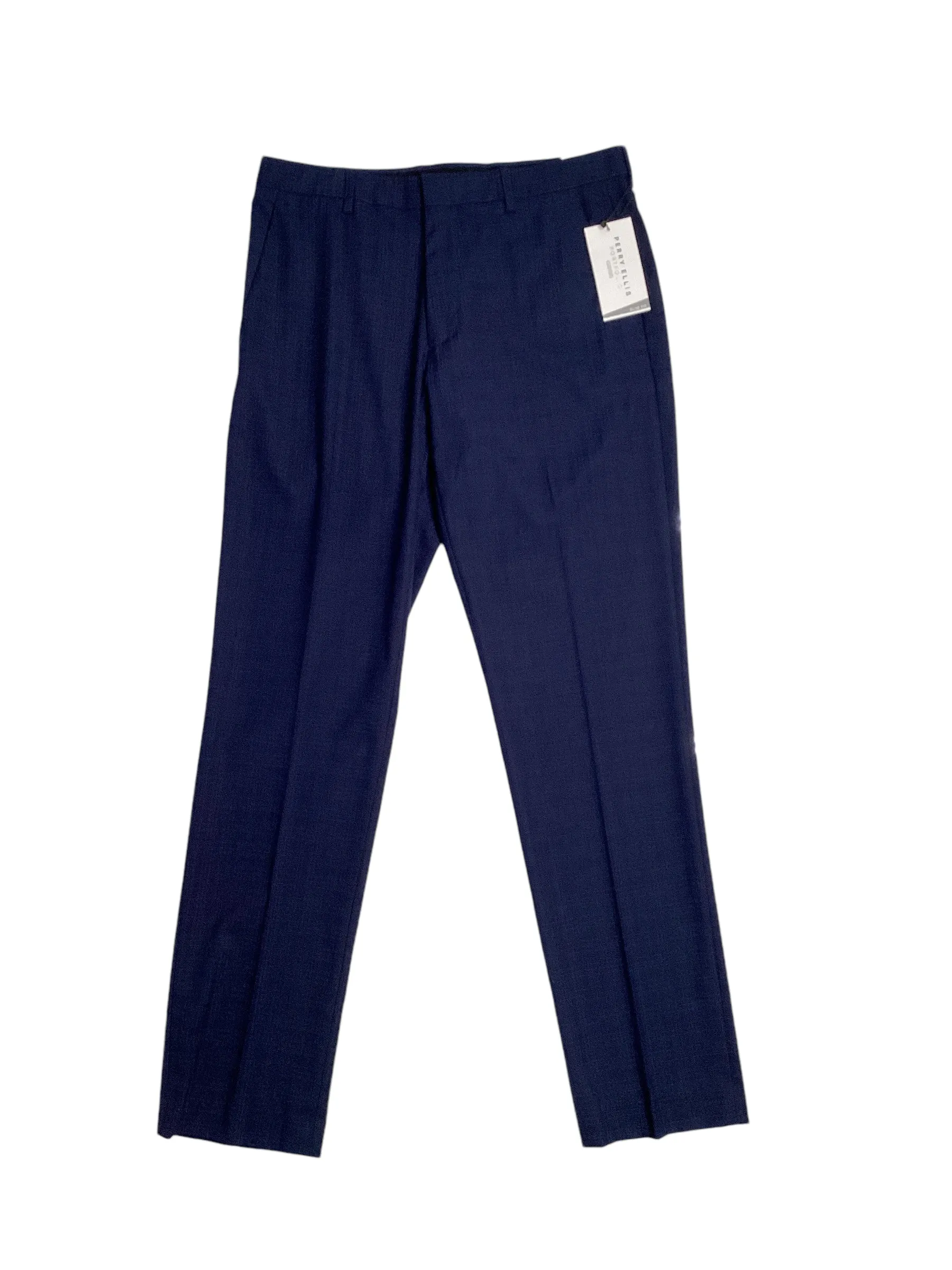 Perry Ellis Portfolio Mens Slim Fit Dress Pants Navy 34 x 32