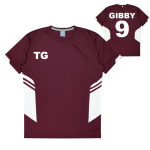 Personalised Maroon and White Training Shirt - Kids