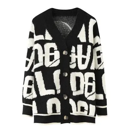 Pre Order:  Embroidered Letters Knit Cardigan