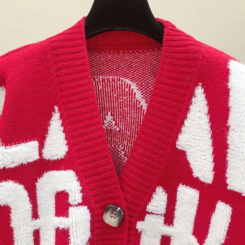 Pre Order:  Embroidered Letters Knit Cardigan