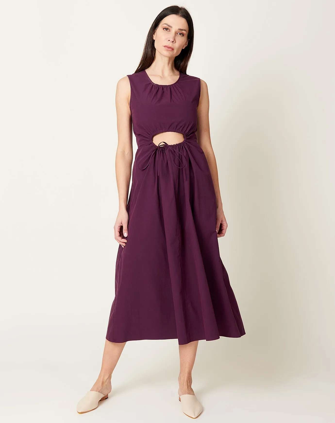 Roxanne Dress in Aubergine Poplin