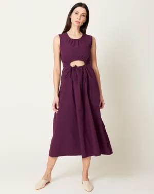 Roxanne Dress in Aubergine Poplin