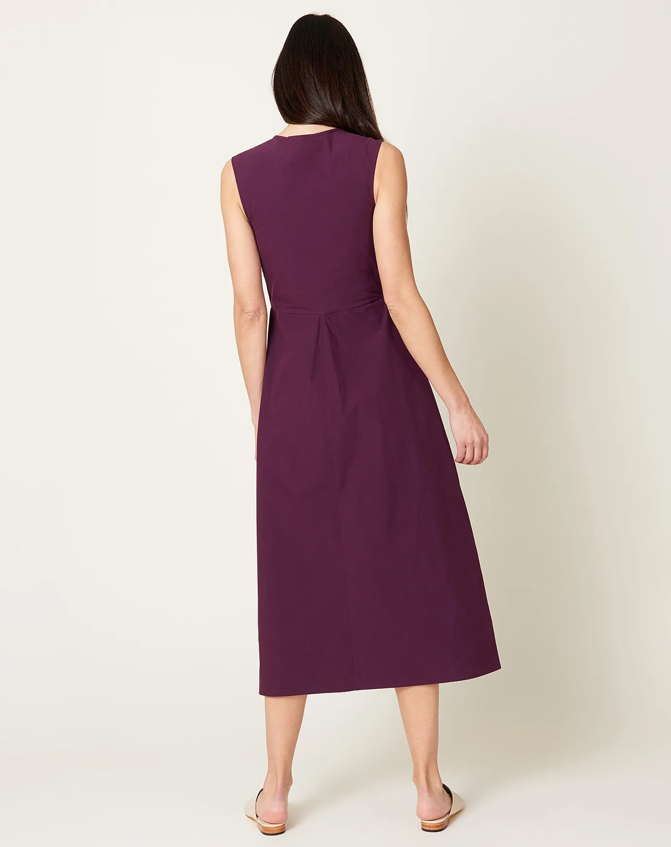 Roxanne Dress in Aubergine Poplin