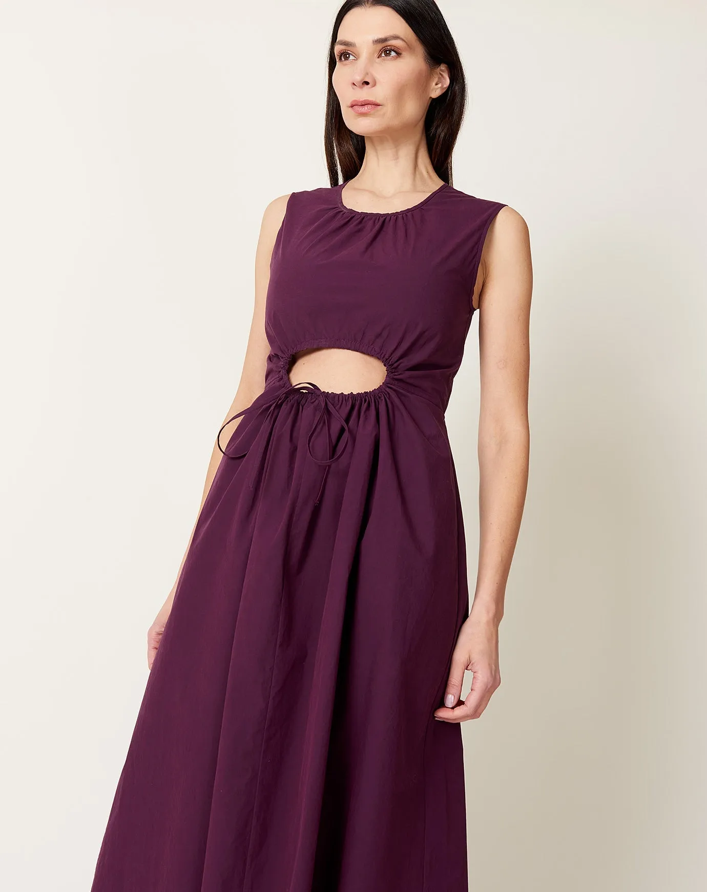 Roxanne Dress in Aubergine Poplin