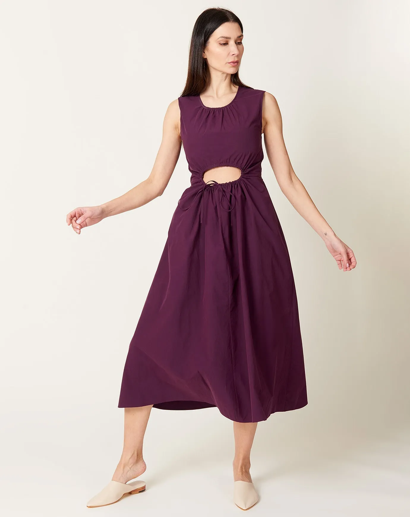 Roxanne Dress in Aubergine Poplin