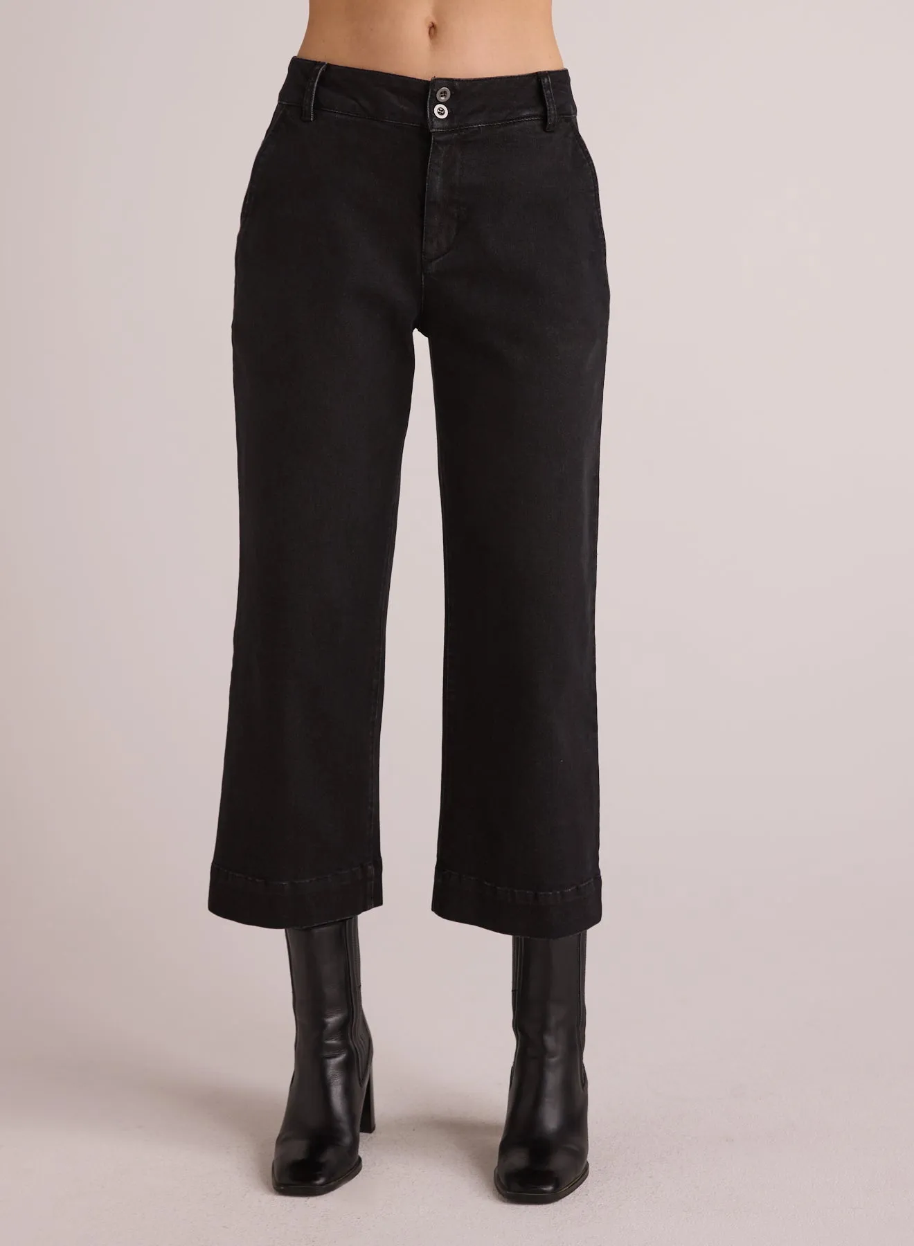 Saige Wide Leg Crop - Smoke Wash