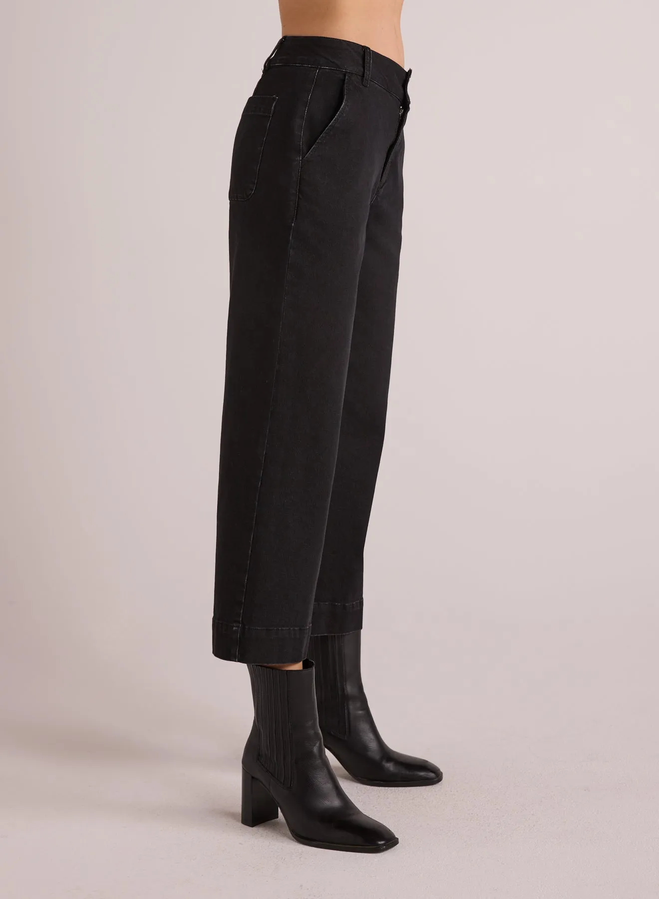 Saige Wide Leg Crop - Smoke Wash