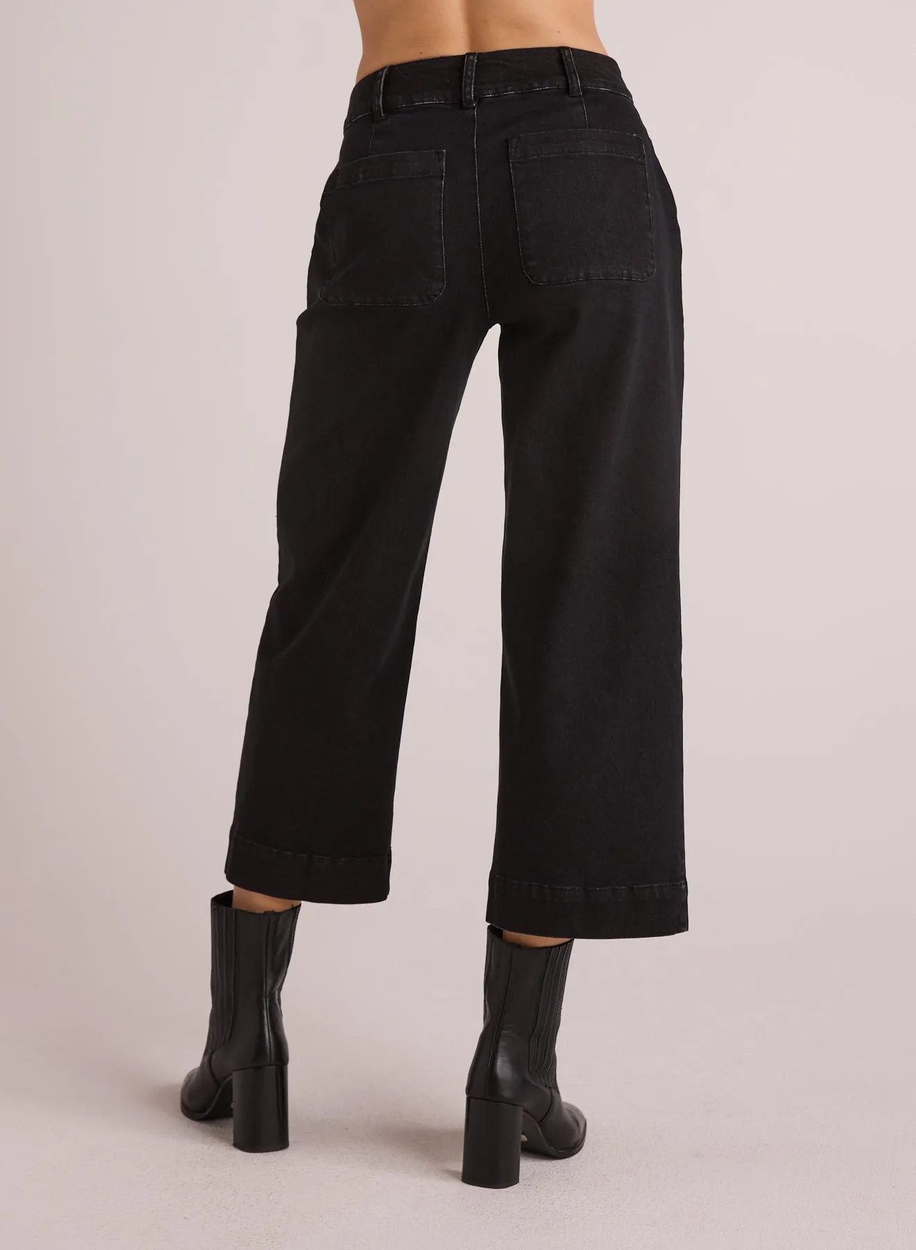 Saige Wide Leg Crop - Smoke Wash