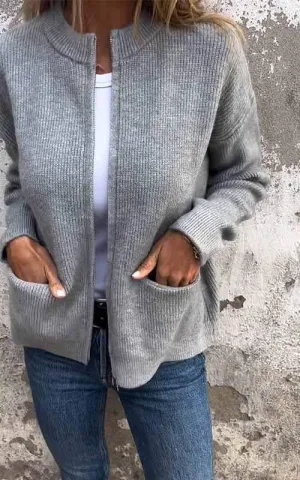 SARIA - Zip-Up Knit Cardigan