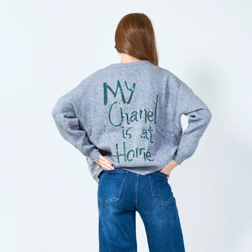 Sequin embellished oversized sweater wholesale