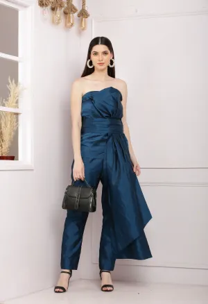 Stylish  Offshoulder Co ord Set With Pants - Dark Blue